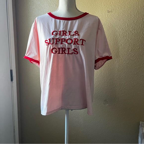 Woman’s Plus Size Girls Support Girls Tee Shirt Pink Red 4X Short - Picture 2 of 6